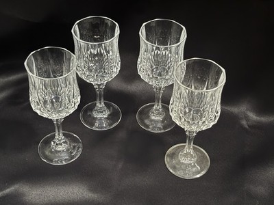 Four (4) Cristal d'Arques Longchamp Crystal Water Wine Glasses Goblets