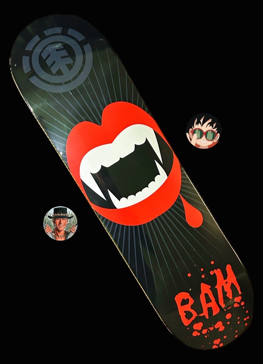 RARE Bam Margera Vampire Blood Element Skateboard Deck Black