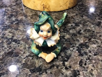 VTG Occupied Japan Pixie Fairy Elf Lying Down Figurine JESTER RUFFLED COLLAR 5 