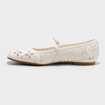 Women Elsa Eyelet Mary Jane Ballet Flats with Memory Foam Insole
