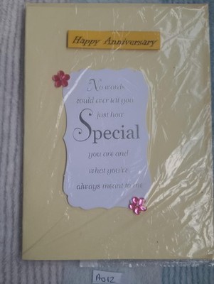 A012 handgefertigte personalisierte Happy Anniversary Karte Paar Blumen Edelsteine 5x7''