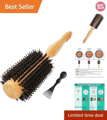 Wooden Round Brush with High-Density Bristles for Frizz Control and Volume