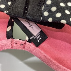 Victoria's Secret "Sexy Little Things" Padded Bra 34C Black Polka Dot Pin-Up