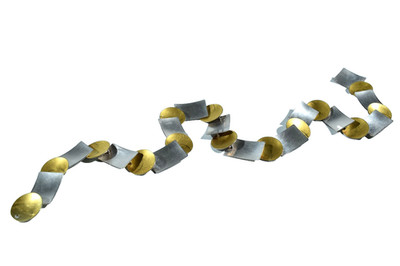 925er Silber Gold DESIGN Collier ° Künstlerschmuck ° Kette Unikat ° Wellenpunze
