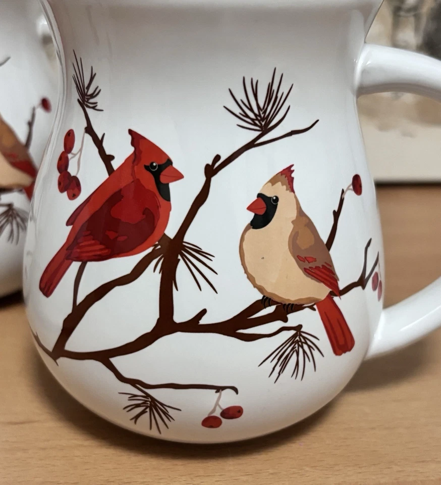 Temptations Set of 3 JOY Cardinal Seasonal   Mugs With Snow Globe Lids. EUC. - Image 4 of 4