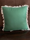 Vintage Handmade Needlepoint Pillow Teddy Bears Ruffle Embroidered Cross Stitch — photo 4