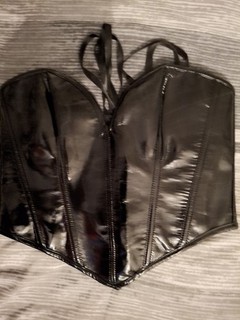 Black Flaux Leather Corset 12/14 Bustiers