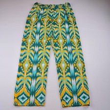 Farm Rio Pants Womens Large Tropical Tapestry Wide Leg Linen Boho Travel Beachy
