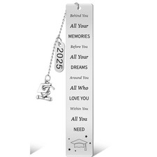 Graduation Year 2025 Inspirational Metal Bookmark with Charms