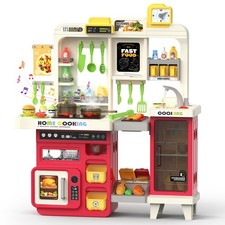 Kids Kitchen Playset with Lights, Sounds Steam, Large Toddler Kitchen Playse...