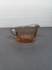Anchor Hocking Queen Mary Pattern Pink Depression Glass Creamer Oval ribbed Ga0