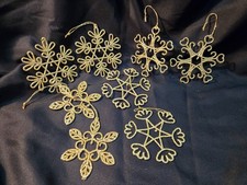 Set of 8 Gold Glitter Snowflake Ornaments 4 Different Shapes 2 of Each Shape 3"