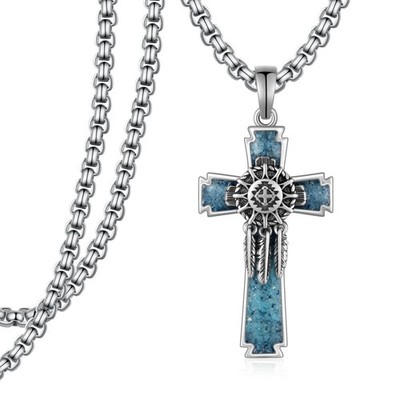 Dream Catcher Cross with Feather for Turquoise Cross Necklace Tribal Necklace...