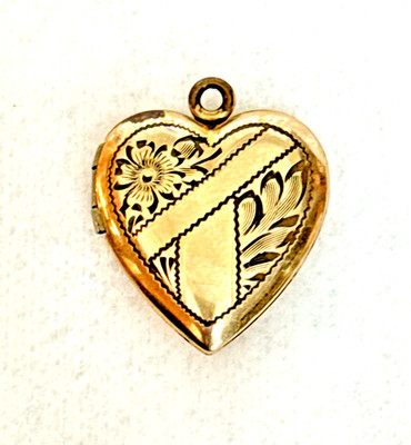 ANTIQUE HYCO 12K Gold-Filled Victorian Engraved Heart Locket Pendant