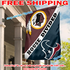Washington Redskins vs Houston Texans House Divided Flag 28X40