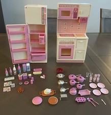 Vintage 80  s Barbie SWEET ROSES Kitchen Cooking Center  Refrigerator W/ Extras 