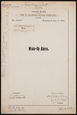 Wm L Gilbert Clock Company Wake-Up Alarm Trademark 1894 Clock Trade Mark