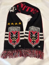DC United MLS Scarf Soccer Red Black Striped Washington DC MLS Acrylic Scarf