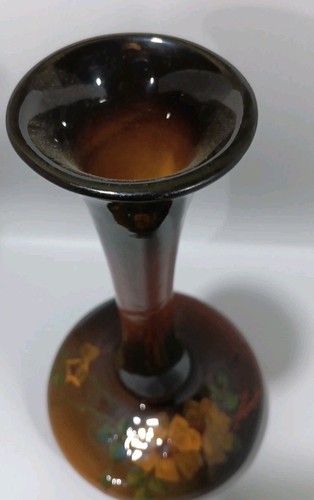 Antique Weller Pottery Louwelsa Tall Narrow Neck Vase Floral Design - Picture 4 of 9