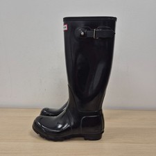 Hunter Original Tall Gloss Black Rubber Waterproof Rain Wellington Boots Size 5