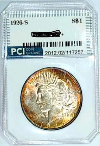 1926-S Rare Date  Peace Dollar Gem BU +  Delightful Rainbow Color Toned
