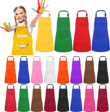 24 Pieces 12 Colors Kid Aprons Set XL for 7-13 Age Children Chef Aprons Kids Pai