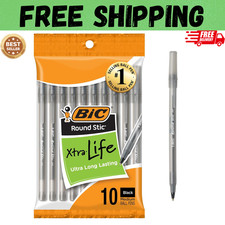Pack of 10 Ballpoint Pen - Black Ink Ball Point Pens for Office Writing School