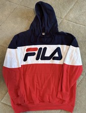 Fila Red White  Navy Spellout Pullover Hoodie Sweatshirt Adult XXL