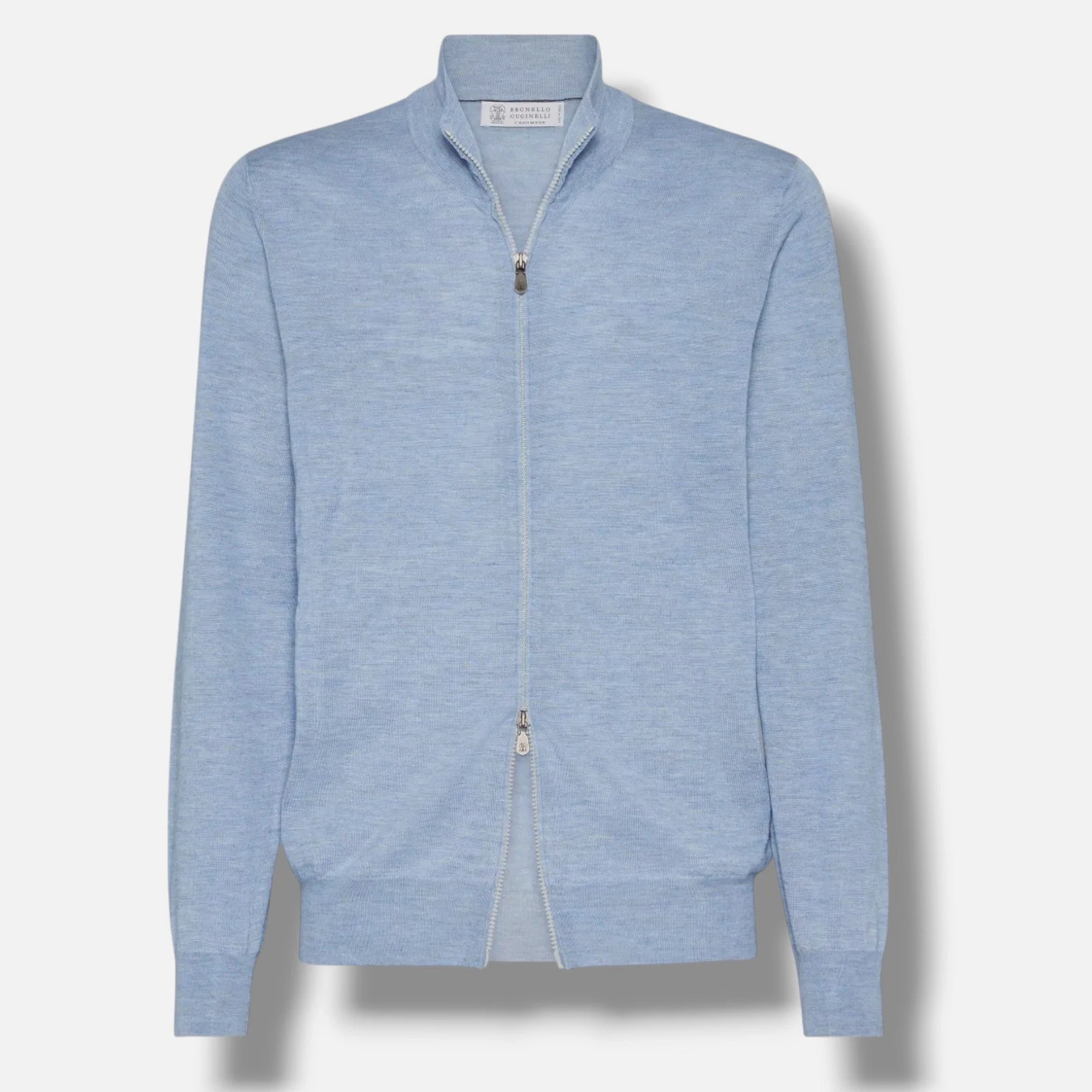 Brunello Cucinelli Men's Blue Zip-Neck Lightweight Cardigan Size 50