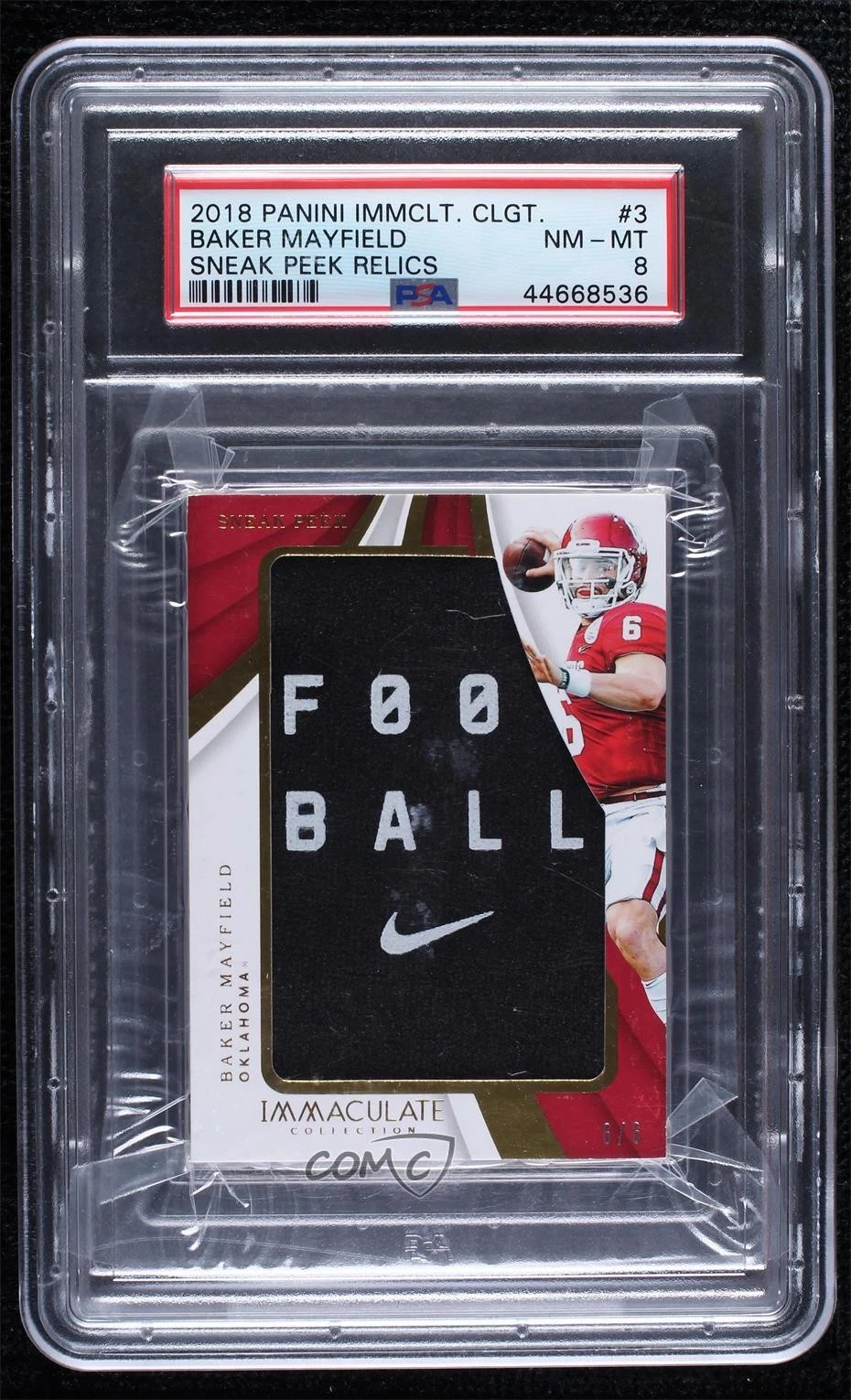 Baker Mayfield Panini Immaculate Collegiate Sneak Peek Relics #3 Base