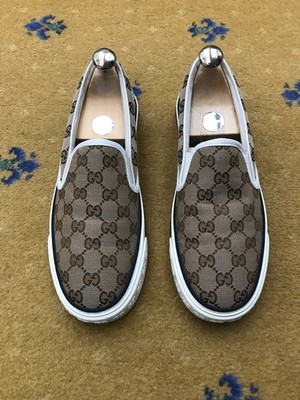 Gucci Turnschuhe Sneaker Schuhe Monogram Beige Canvas Tennis 1977 Herren UK 7 US 8 41