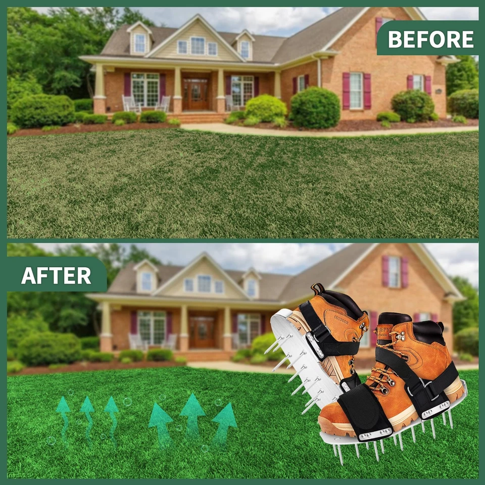 Zapatos Aireador de Césped, Sandalias con Suela de Aluminio con Picos de Acero Inoxidable Aireado Foto 4 de 4