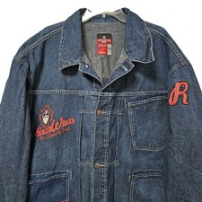 Rocawear Denim Jacket Mens 2XL Blue Roc Denim Corp Embroidered Y2K Streetwear