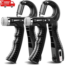 2 Hand Grip Strength Trainer Kit Adjustable Forearm Finger Strengthener Tool