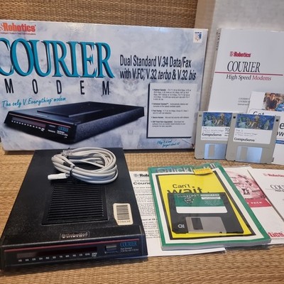 US Robotics Courier V.34 V.32 Data/Fax Modem Boxed Quicklink 2 Compuserve No PSU