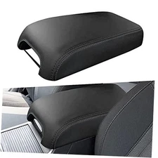 sportuli Center Console Cover Anti-Scratch Leather Armrest Cover Black Stitches