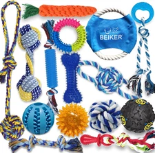 Dog Teething Chew Toys - 15 Pack Small Medium Breed Puppy Toy, Variety Dogs Rope