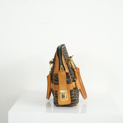 FENDI ヴィンテージ ハンドバッグ ショルダーバッグ 2 way Fendi Vintage Zebra Print Canvas Tan Leather Trim 2Way Handbag | eBay