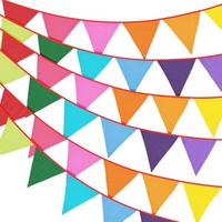 G2plus 10M SüßE Beidseitig Wimpel Girlande Stoff: Orange | Bunting Wimpelkette,