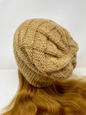 Women Hat Soft Beanie Hand Knit Cashmere Beige color Warm Beret gift