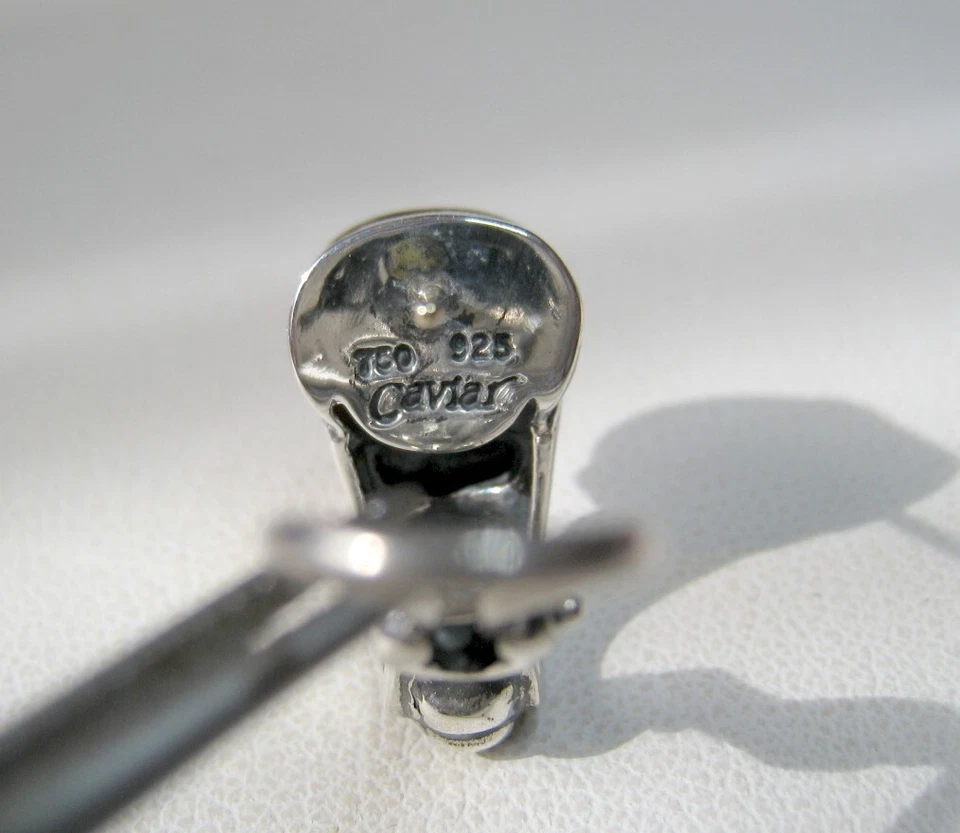 LAGOS CAVIAR 750 18K GOLD /925 STERLING SILVER LADIES CITRINE OMEGA BACK EARRING - Image 3 of 4