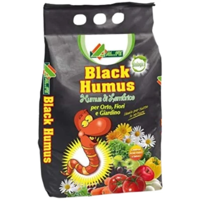 Alfe BLACK HUMUS DI LOMBRICO CONCIME NUTRIMENTO BIOLOGICO FERTILIZZANTE 5 Litri