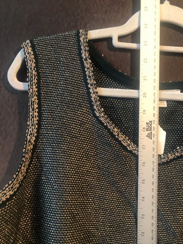 Débardeur ST. JOHN Couture Knits L tricot vert tissage doré fabriqué aux USA 🧡 - Photo 5/12