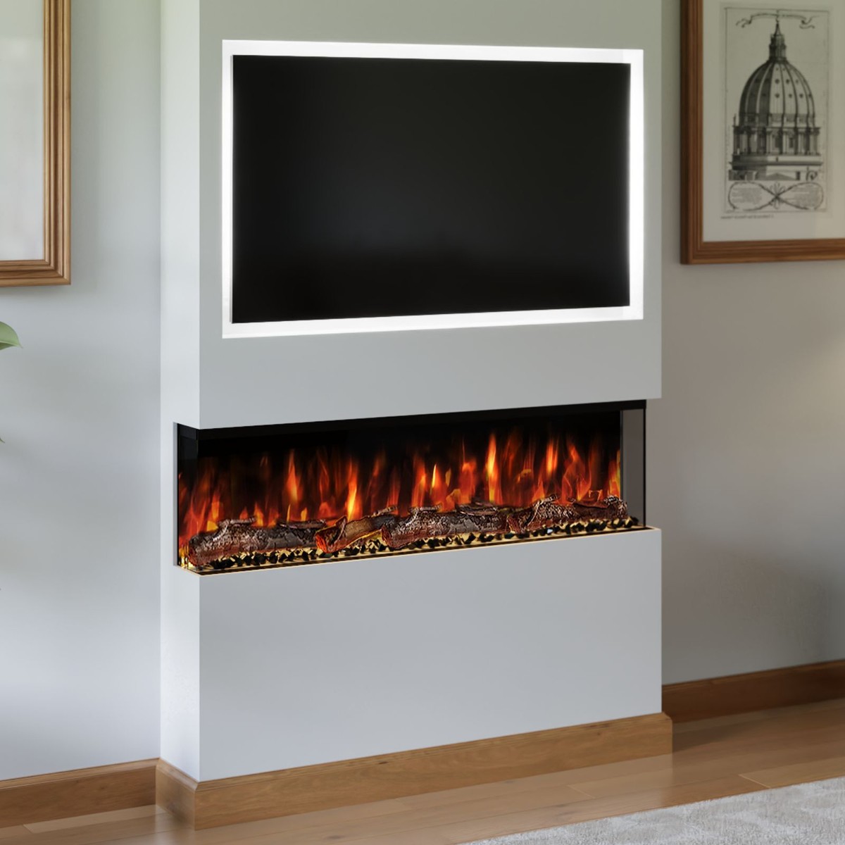 1300 - 1500 - 1800 - HD+ PANORAMIC ELECTRIC FIRE 3 SIDED FULL GLASS SCREEN  | eBay