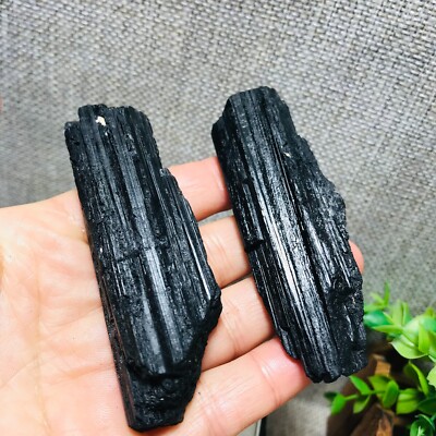 136g 2PCS Black Tourmaline Quartz Crystal Freeform Mineral Specimen 211