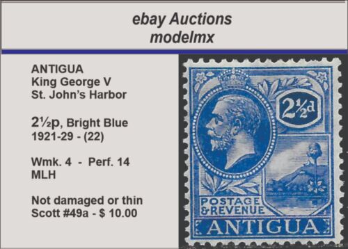 Antigua - 1922, #49a, St. John's Harbor Issue, MLH - Cat.$10.00