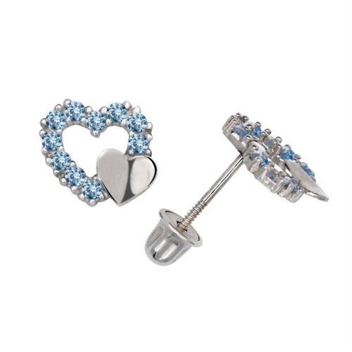 14K Yellow & White Gold Pretty CZ Heart Shaped Stud Earrings for Women - 第 6/24 張圖片