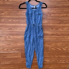 Girl SO Kohls Jumpsuit Romper Sleeveless Size small S blue chambray skinny leg