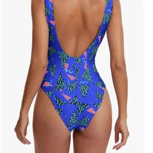 MIAULIA Mujer Retro Años 80/90 Inspirado Corte Alto Espalda Baja Acolchado Una Pieza Natación - Imagen 4 de 7