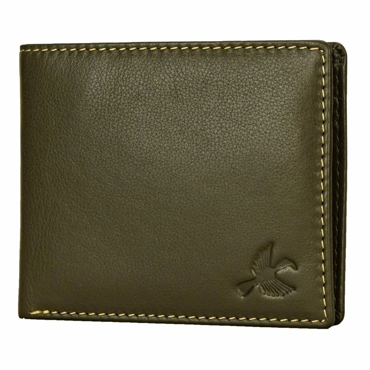 Brand New Authentic Olive Green BI-Fold Genuine Leather Mens Wallet
